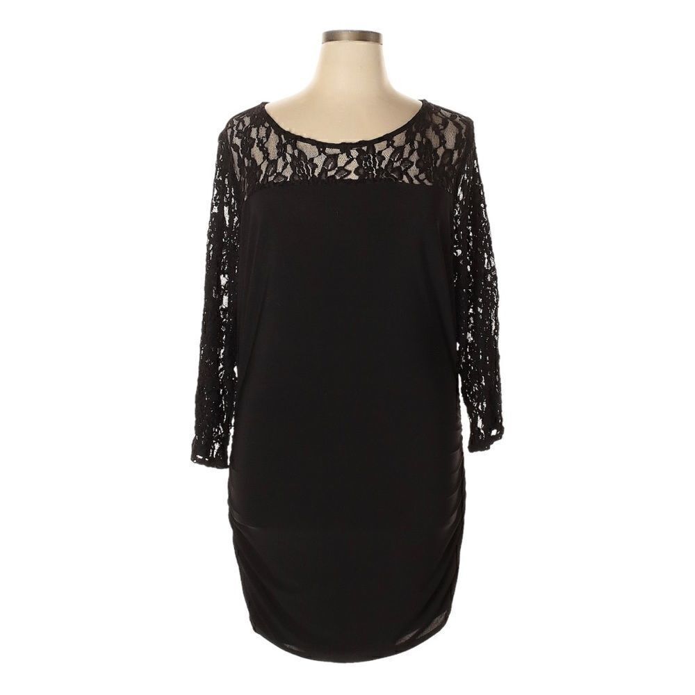Torrid Black Lace Illusion Long Sleeve Bodycon Dress Size 1X